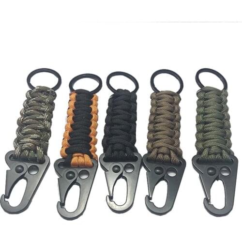 EDC Rope Keychain Carabiner Outdoor Camping Survival Kit Military Parachute Cord Emergency Knot Key Chain Ring