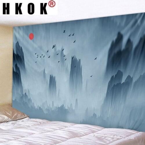 HKOK Mountain Forest Tapestry Wall Hanging Wall Covering Rugs Mural Background Cloth Beach Towel Fabric Yoga Blanket Home Decor
