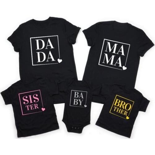 Summer Fashion Clothes Mom Dad Couples Clothing Brother Sister Baby Kids Tees 100% Cotton Short Sleeve Clothes
