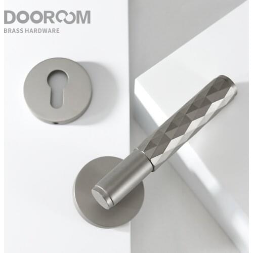 Dooroom Brass Door Lock Set Brushed Nickel Knurling Interior Bedroom Bathroom Double Wood Door Lever Set Dummy Privacy Passage