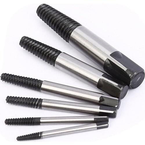 6Pcs Steel Damaged Screw Extractor Set Drill Bit Broken Speed Out Guide Set Broken Bolt Stripped Screw Extractors Broken Bolt Re