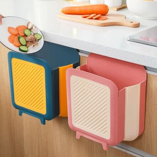 Wall-Mounted Folding Trash Can Household Large-Capacity Hanging Storage Organizer Cabinet Door Dustbin Kitchen Accessories
