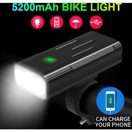 NEWBOLER Powerful Bicycle Light 5200mAh as Power Bank USB Rechargeable 1100 lumen Front Bike Light Waterproof LED Bike Headlight