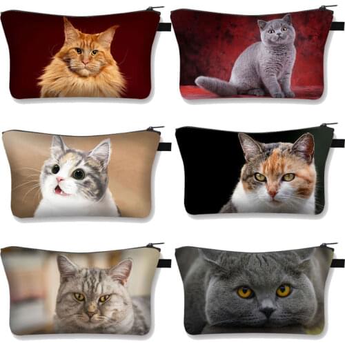 2021 New 3D Cat Print Makeup Bags Women Cosmetic Bag Pattern 3D Cartton neceser Cosmetics Pouch For Women Travel Make Up bag