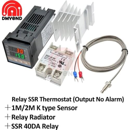 New REX-C100 Digital PID Temperature Controller REX C100 Thermostat + 40DA SSR Relay+K Type Thermocouple 1M 2M Probe RKC Sensor