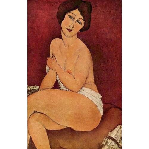 Nude Sitting on a Divan Amedeo Modigliani Framed oil painting for sale online High quality Portrait painting Woman Hand painted