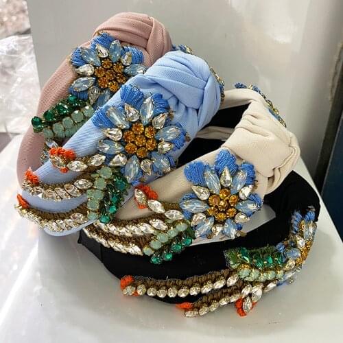Crown,Fashion Knotted headband,Women Headband,Fabric Rhinestone with Tassels Sunflower Flower Exquisite Hair Accessories