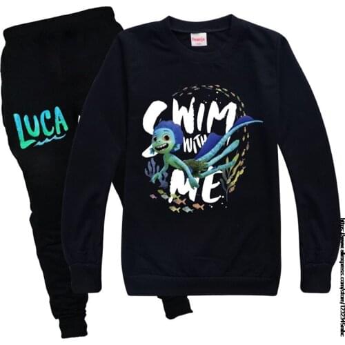Autumn Girls New movie Luca Suit Childrens Cute Cartoon Clothes Sets T-shirt + Trousers Children Fashion Clothing birthday gift