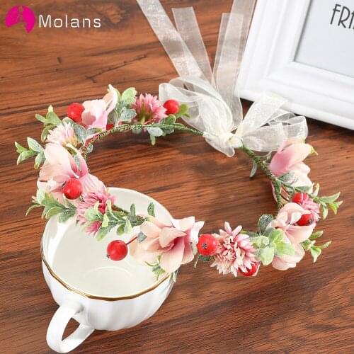 Molans Fashion Bohemia Style Fruit Flower Headbands Floral Crown Hairband Bridal Wedding Hair Garland Girls Hair Accessories