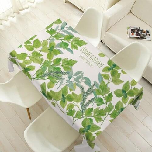 Cotton and linen plant pastoral rectangle table cloth Nordic green leaf table cloth Pastoral small fresh table cloth