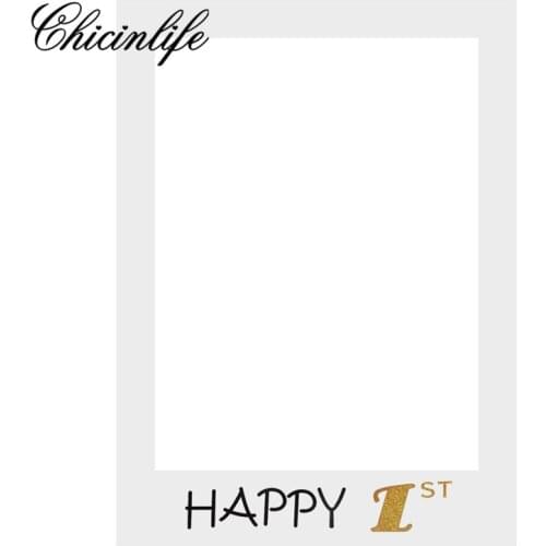 Chicinlife Happy 1St Paper Photo Booth Props Photo Frame backdrop first Anniversary baby shower Birthday Decorations Supplies