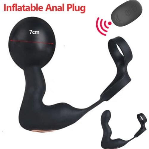 Sex Shop Huge Inflatable Male Prostate Massage Vibrator Anal Plug Expansion Big Butt Plug Vibrating Anal Sex Toys For Men Adult