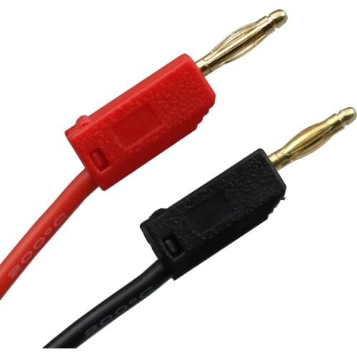 1Pair Stackable 2mm Banana Plug Gold Plated Male to Male Silicone Wire 0.5m 50cm 10A