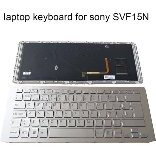 Replacement keyboards Backlit keyboard SVF15 for SONY Vaio SVF15N SVF 15N SP Spanish silver with frame Screw set new 149265461ES
