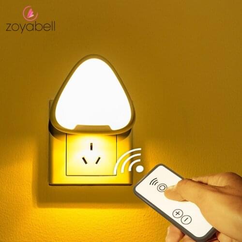 LED Night Light Mini Triangle Light Remote Control 220V EU US Plug Nightlight Lamp For Children Kids Bedroom Beside Lighting