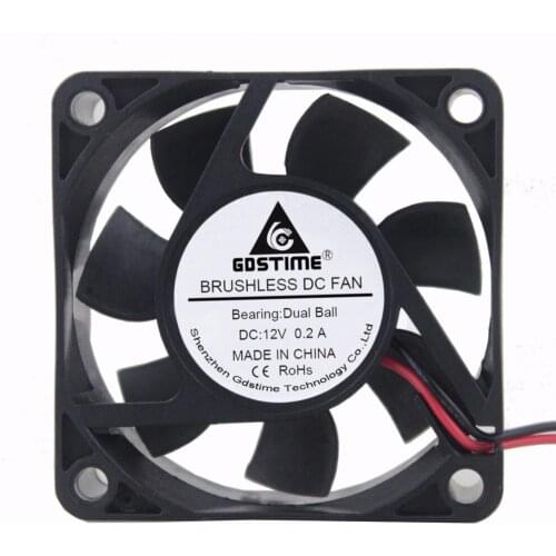 Gdstime 5 Pieces DC 12V Dual Ball Bearing Cooling Fan 60x60mm 6025 6cm Cpmputer Case CPU Brushless Cooler 60mm x 25mm 2Pin