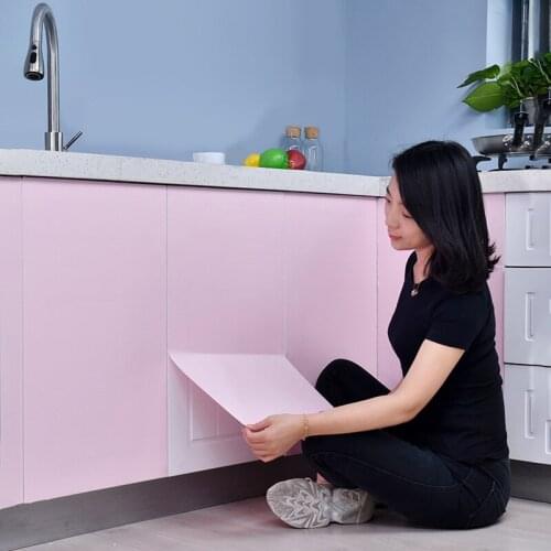 Vinyl Film Pink Wall Stickers Self Adhesive Wallpaper Furniture Renovation Stickers Kitchen Cabinet Waterproof Films Home Decor