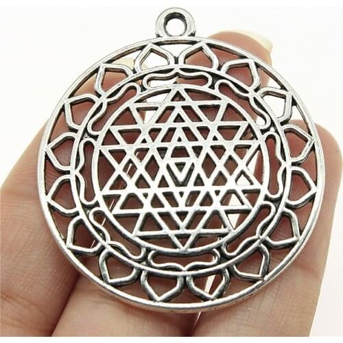 WYSIWYG 4pcs 44x40mm Filigree Sri Yantra Pendants For Jewelry Making For Earring Making Necklace Making