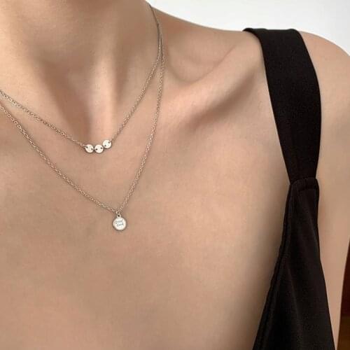 925 Sterling Silver Double Layer Pendent Necklaces For Women Girls Clavicle Chain Party Accessories Jewelry dz295