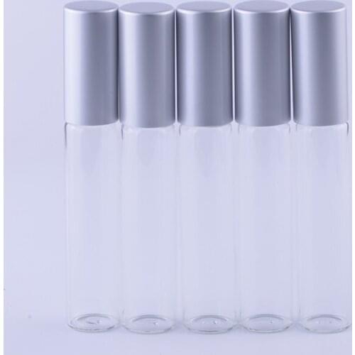 10 ml (50 pieces/lot) Refillable Glass Roll on Bottles With 10 CC Essential Oil Metal Roller Ball Perfumes Bottle Wholesale