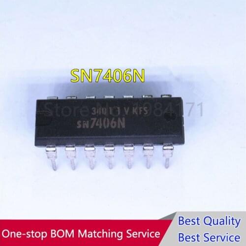 10Pcs SN7406 SN7406N DIP-14 High quality HEX INVERTER BUFFERS/DRIVERS WITH OPEN-COLLECTOR HIGH-VOLTAGE OUTPUTS IC NEW