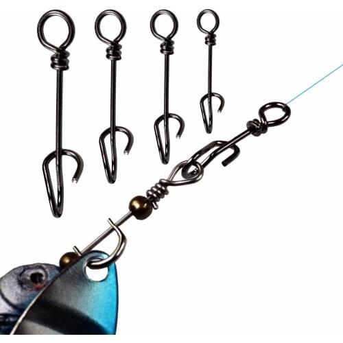 100 Pcs/lot #1-#4 Fishing Snap Spring Clip Clamp Buckle pesca Fishing Swivel Snaps Hooks Connector Fishing Accessories