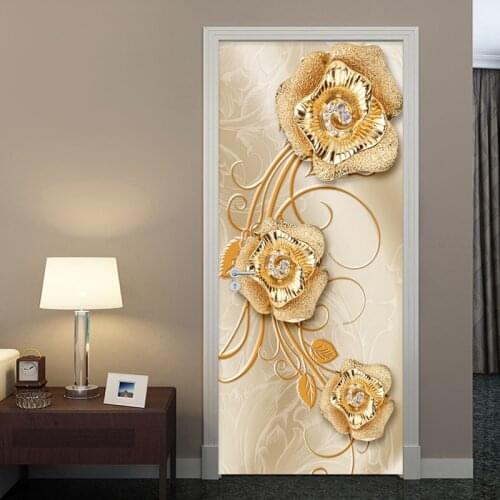 European Style 3D Stereo Jewelry Flowers Mural Wallpaper Living Room Bedroom Luxury Home Decor Door Sticker PVC Waterproof Decal