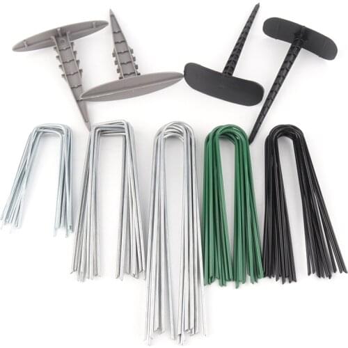 50pcs Weedmat Fixing Ground Nail Insect Control Net Fix Nail Greenhouse Film Pegs Lawn Ground Stake Spike Fix Tools