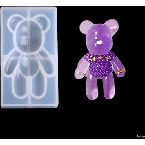 7x4cm Transparent Silicone Pendant Mould Resin Bear Shape DIY Jewelry Making Tool Fondant Cake #2S90780