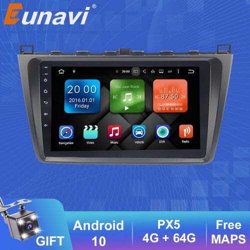 Eunavi 9" 8 core 2Din GPS Navi Car Radio Android 9.0 Multimedia Player for Mazda 2008 2009 2012 2013 2014 2015 Mazda 6 Rui wing