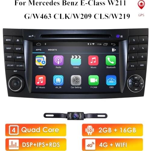 2Din Car Multimedia Player Android10 DVD Player For Mercedes/Benz/E-Class/W211/E300/CLK/W209/CLS/W219 GPS Radio Audio USB PC