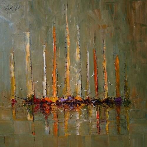 Free Shipping Skills Artist Hand-painted High Quality Abstract Landscape Oil Painting On Canvas Modern Boat Oil Painting