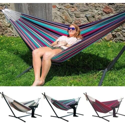 Large Chair Hammocks Indoor Comfort Durability Canvas Yard Striped Hanging Chair Single Double Hammock Thickened And Widened