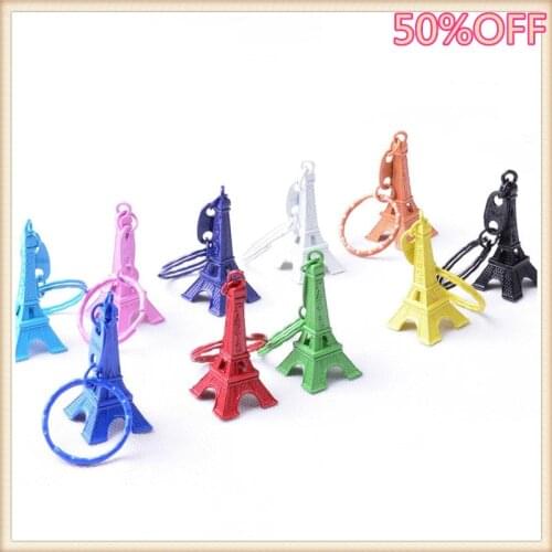50pcs/lot Paris Eiffel Tower Keychain Mini Eiffel Tower candy color Keyring store advertising promotion service equipment