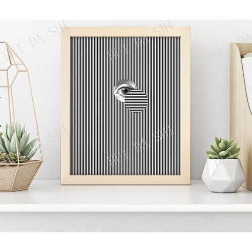 Black & White Op Art Print • Optical Illusion • Eyeball Poster • Stripes • Mid Century Modern Psychedelic