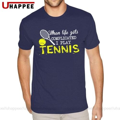 Black I Love Play Tennis T Shirts for Men Bespoke Short Sleeved Soft Cotton O-neck Shirts