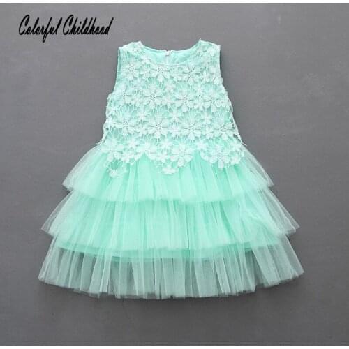 2-8Y Toddler Baby Girls Kids Tutu Crochet Lace Dress Sleeveless Princess vest Dress Girls Clothes summer Children baby vestido