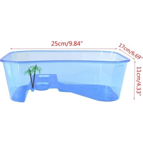 Reptile Vivarium Box Turtle Tortoise with Basking Ramp Tank Breeding Food Tool D0AD