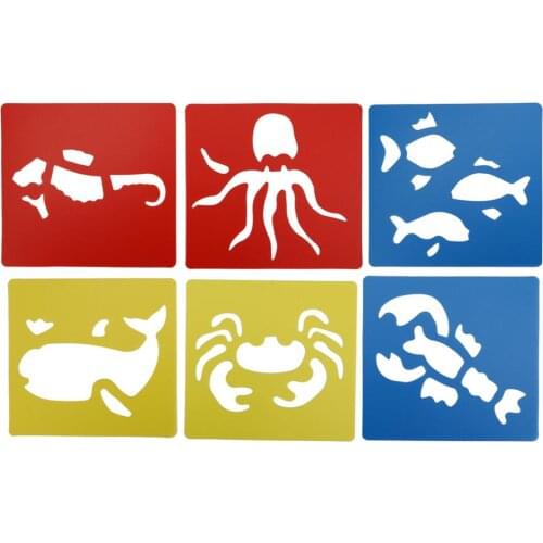 6 Pcs/Set DIY Painting Stencils Scrapbooking Animal Shaped Hollow Cartoon Graphics Templates Album Journal Embossing Templates