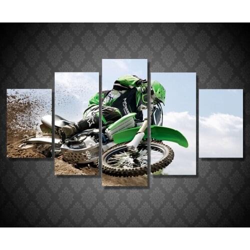 JIE DO ART art painting modern living room poster frame 5 pieces motocross off-limits oil picture home decoration