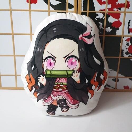 Anime Demon Slayer: Kimetsu no Yaiba pillow toy Kamado Nezuko stuffed plush doll double sided pillow 45cm for gift
