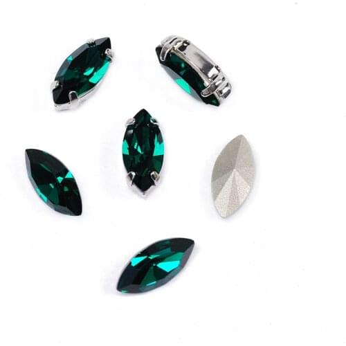 Emerald Navette Sew On Rhinestones Crystals Diy For Sewing Costumes Clothes Stones Events Carfts Jewelry Accessories