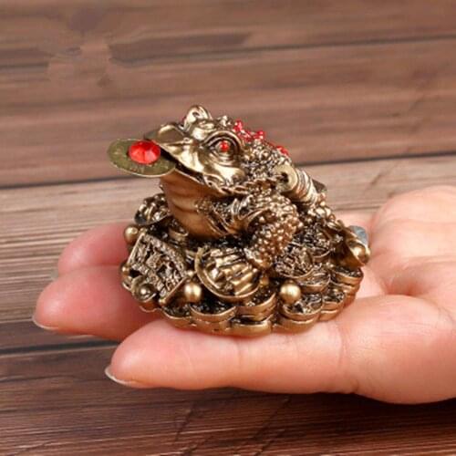 Chinese Fengshui Ornament Lucky 3-Leg Frog Wealth Toad Animal Figurine Statue for Home House Office Desk Table Decoration