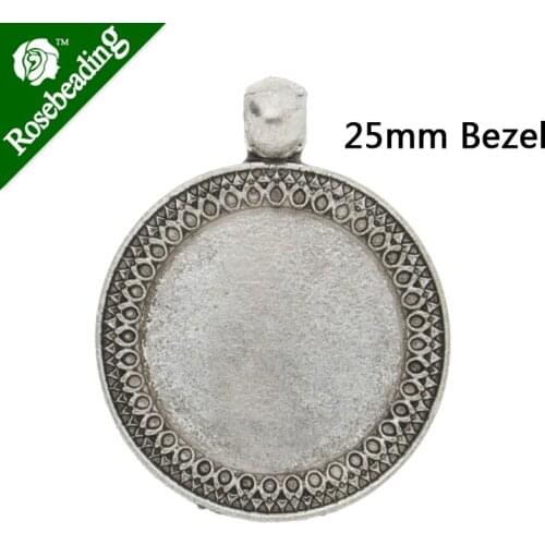 10 PCS 25mm Round Shape Pendant blank for Jewelry making,Antique Silver