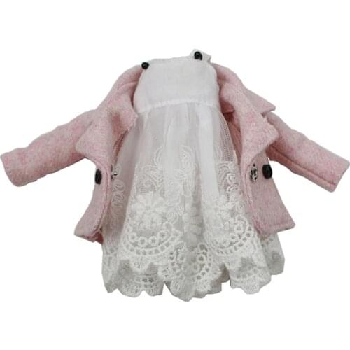ICY DBS Blyth doll jecci five bjd neo white dress suit pink coat, only suit no doll