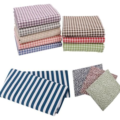 Linen Cotton Fabric Classical small floral Checkered Printed Cloth For Cushion Placemat DIY Sewing Needlework Handmade Materia