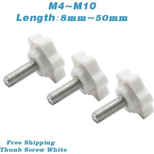 M4 M5 M6 M8M10 White Star Shape Thread Clamping Handle Bolt Bakelite Hand Knob Tightening Screw Industry Equipment Plastic Steel