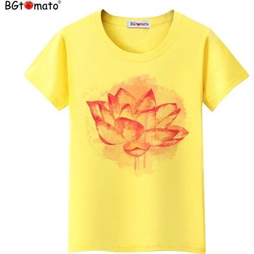 BGtomato Factory store Beautiful flower lovely shirt new style top tees hot sale t shirt women clothes good t-shirt plus size
