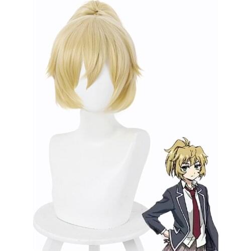 Mayuko Nise Cosplay Wig Anime Tenkuu Shinpan High-rise Invasion Yellow Ponytail Hair Halloween Party Women Wig