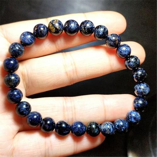 Genuine Blue Natural Pietersite Bracelets Women Men Stretch Crystal Round Bead Natural Stone Bracelet AAAA 7.5mm